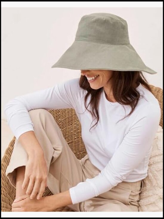 Ultra-Wide Packable Sun Hat UPF 50+ Adjustable Ponytail Hole Travel Beach